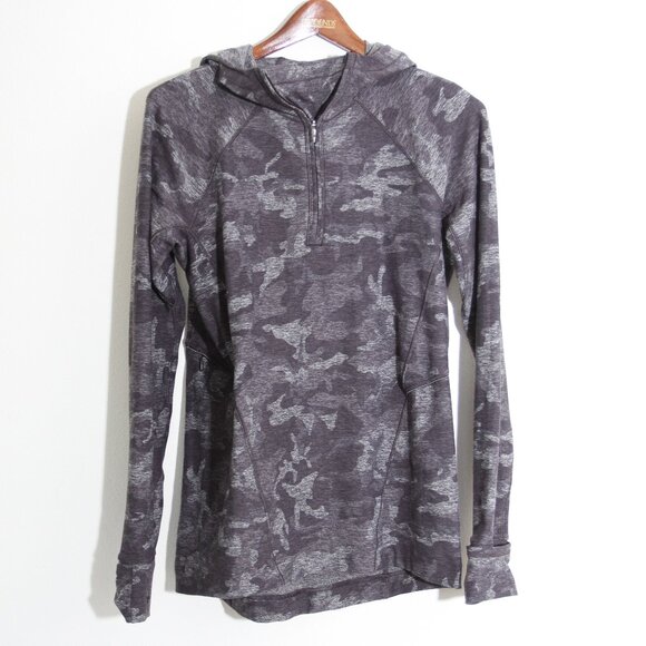 Lululemon Warm Stabilizer 1/2 Zip Hoodie Pullover Incognito Camo HTR Black Rulu - Picture 2 of 13